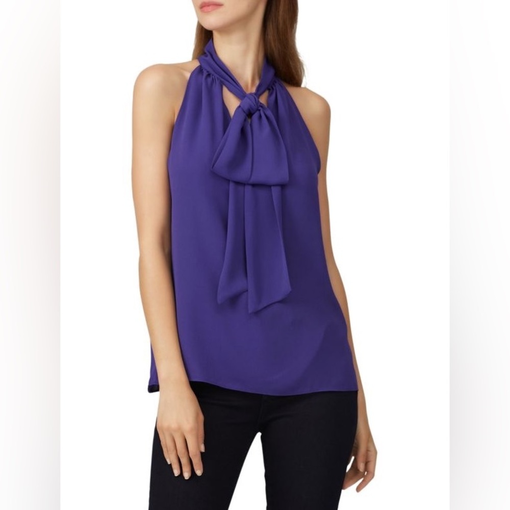(A54) PRABAL GURUNG COLLECTIVE
Tie-Neck Blouse, Sleeveless, Color-Purple, Size 2 - Picture 3 of 12